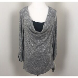 NWT! AB Studio Grey Cowl Neck Blouse Size XL With Built In Cami